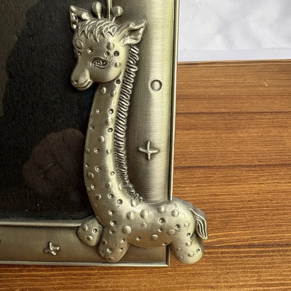 Fetco Pewter Giraffe 4x6 Picture Frame Nursery Safari Jungle Baby Photo Frame